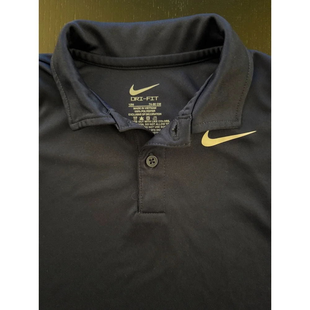 Nike Baby Swoosh‎ Collared Polo Shirt Toddler Boys 12m Navy Short Sleeve Tagless